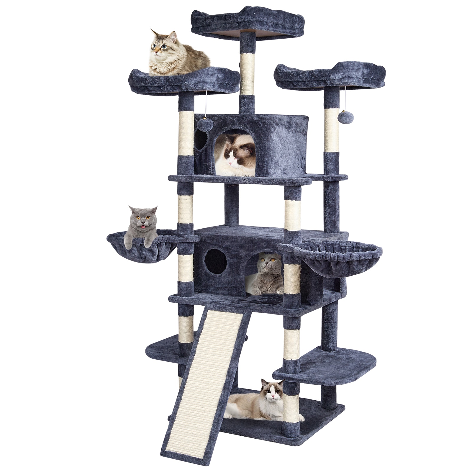 Cat Tree 68.5" Cat Tower For Indoor Cats With Cat Condos Scratching Post_voghion.com